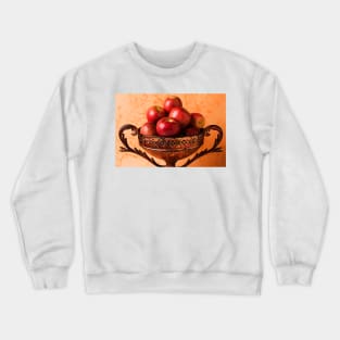 Brass bowl with fuji apples Crewneck Sweatshirt